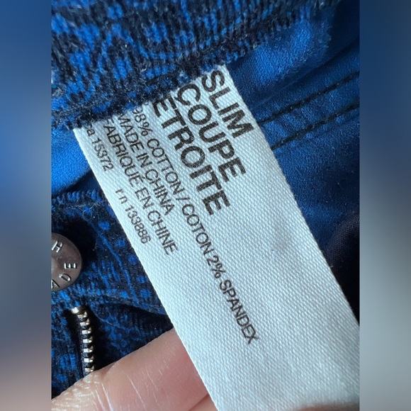 Joe Fresh Womens Pant Blue Paisley Preppy Corduroy Slim Pants 26 - Picture 3 of 9